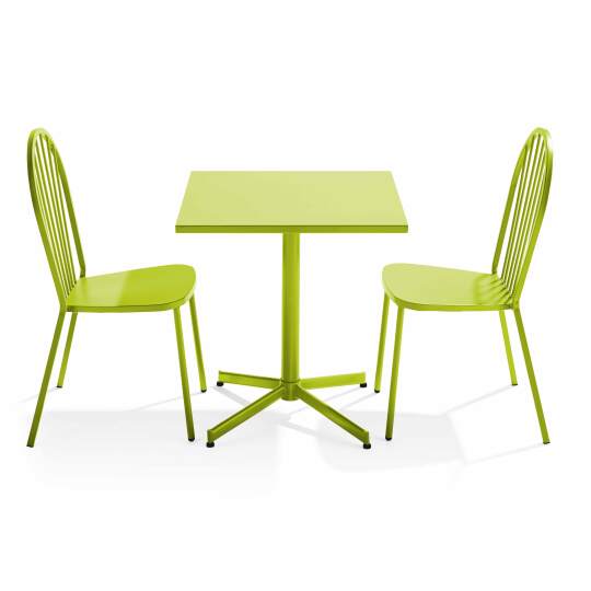 Klappbarer quadratischer Gartentisch 70 x 70 cm und 2 Bistrostühle