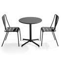 Klappbarer Bistrot-Gartentisch 70 x 72 cm und 2 Metallstühle 