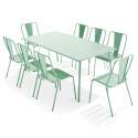 Rechteckiger Gartentisch 180 x 90 und 8 Bistrostühle aus Metall