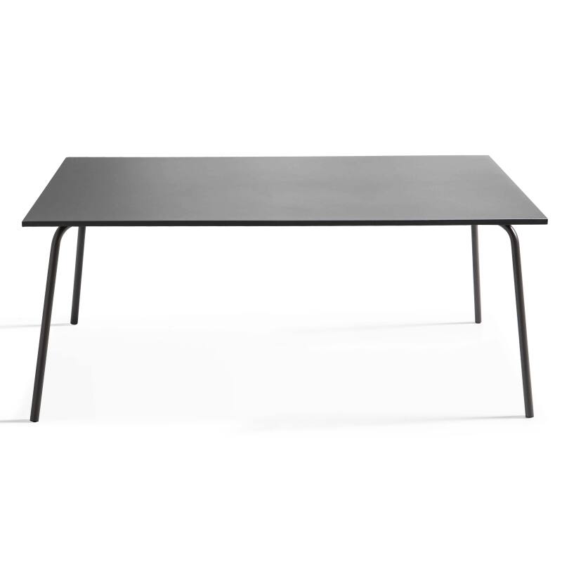 Rechteckiger Gartentisch 180 x 90 und 8 Bistrostühle aus Metall