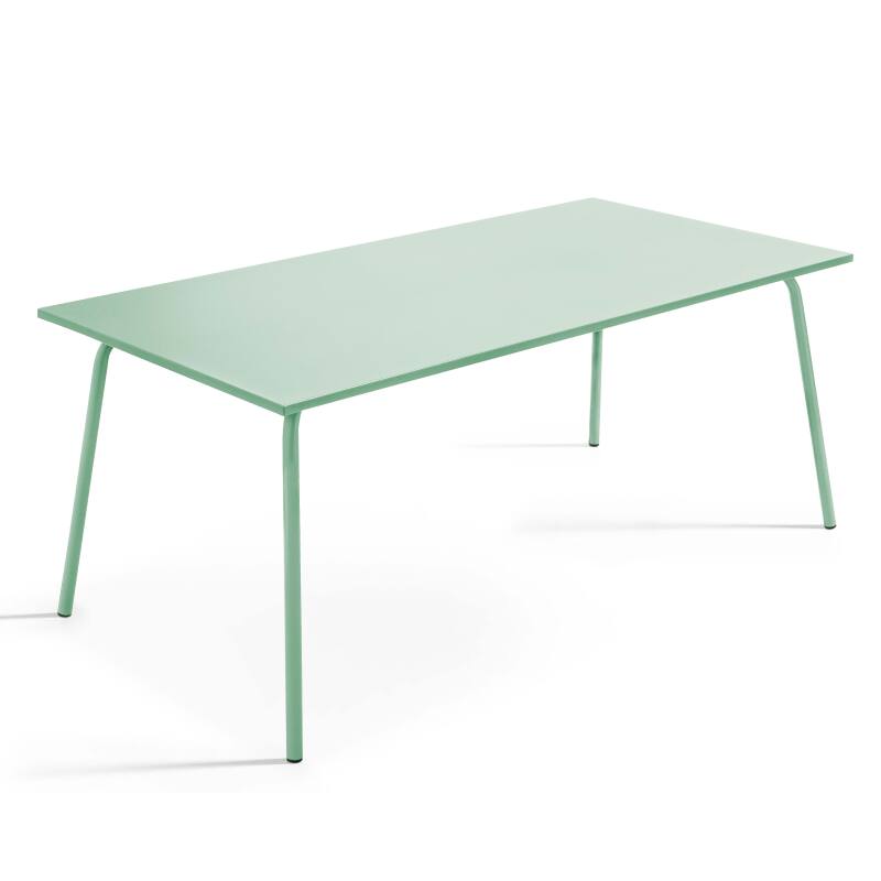 Rechteckiger Gartentisch 180 x 90 und 8 Bistrostühle aus Metall