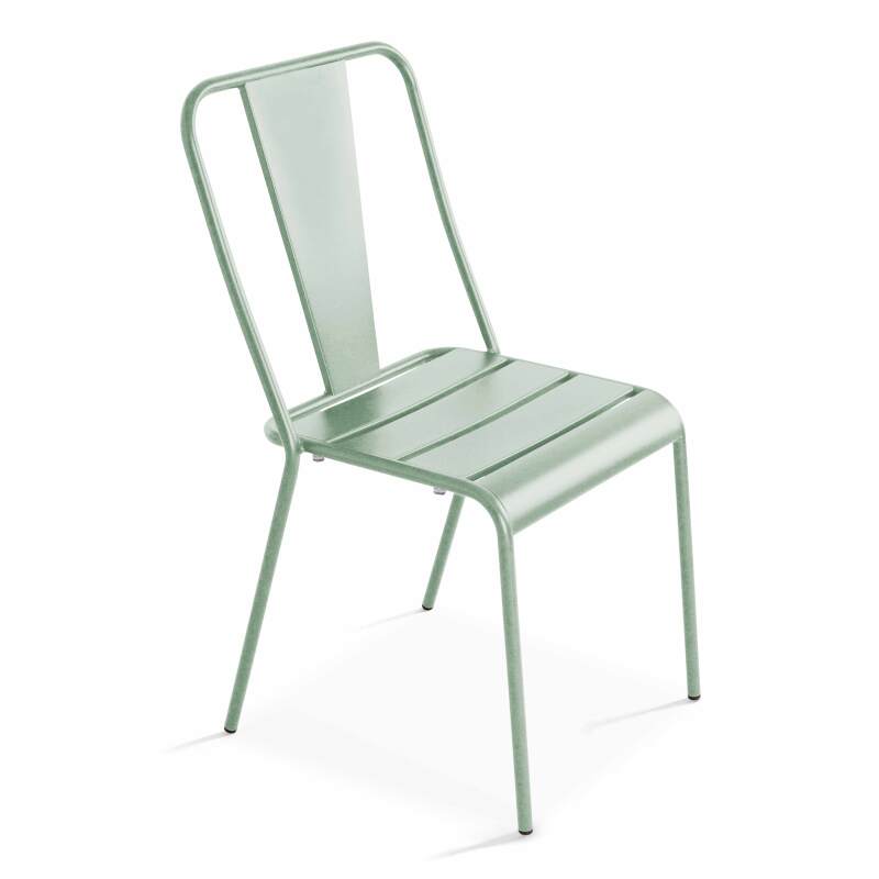 Rechteckiger Gartentisch 180 x 90 und 8 Bistrostühle aus Metall