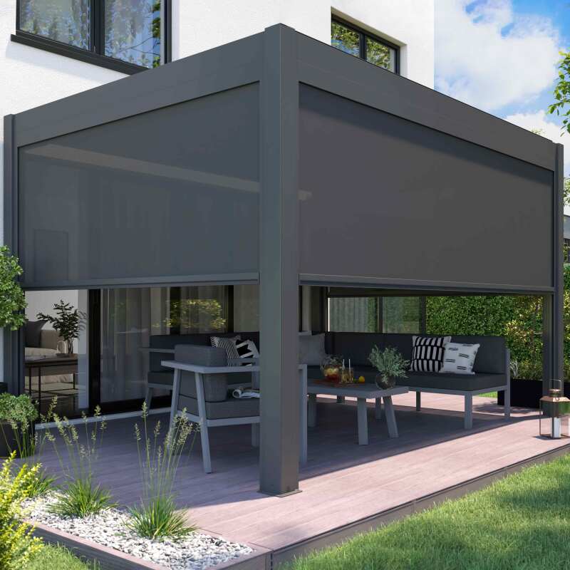 Motorisierte selbsttragende bioklimatische Aluminium-Pergola 3x4m mit LED-Beleuchtung