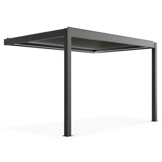 Motorisierte bioklimatische Wand Pergola mit LED-Beleuchtung | Oviala