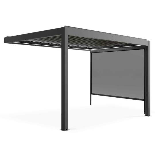 Motorisierte / beleuchtete angelehnte Pergola aus Aluminium 3x4m mit 1, 2 oder 3 Markisen