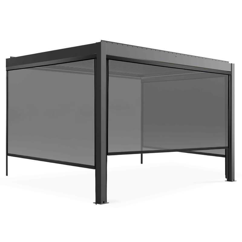 Motorisierte / beleuchtete angelehnte Pergola aus Aluminium 3x4m mit 1, 2 oder 3 Markisen