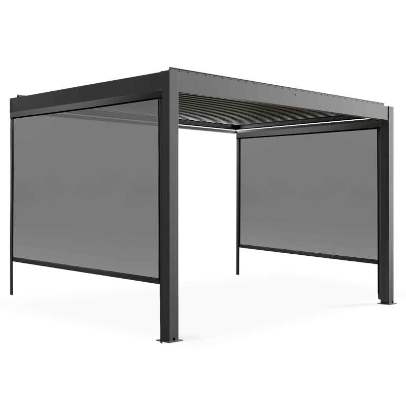 Motorisierte / beleuchtete angelehnte Pergola aus Aluminium 3x4m mit 1, 2 oder 3 Markisen