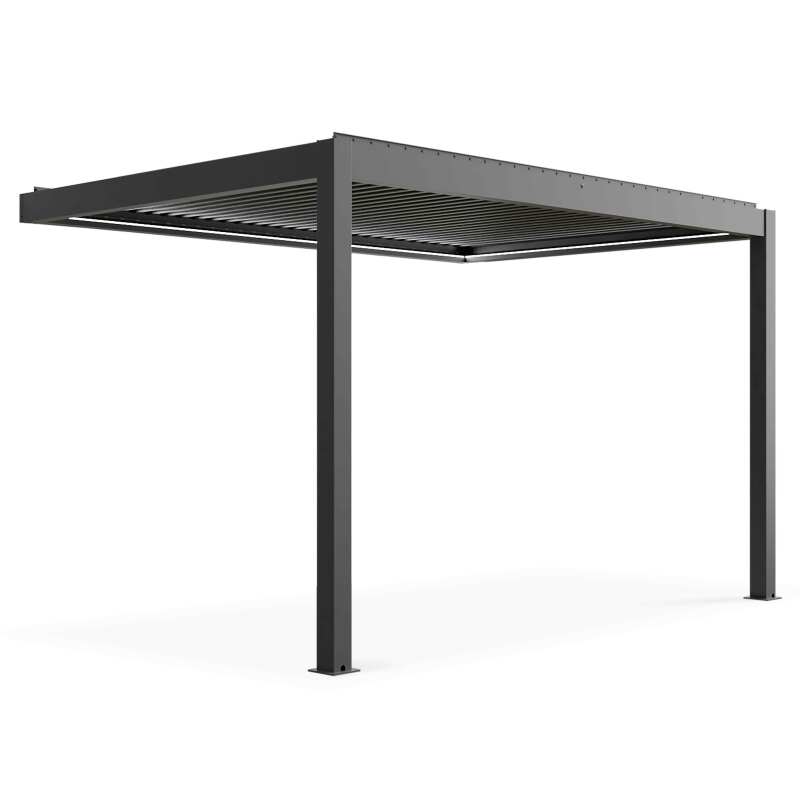 Motorisierte / beleuchtete angelehnte Pergola aus Aluminium 3x4m mit 1, 2 oder 3 Markisen