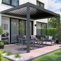 Motorisierte / beleuchtete angelehnte Pergola aus Aluminium 3x4m mit 1, 2 oder 3 Markisen