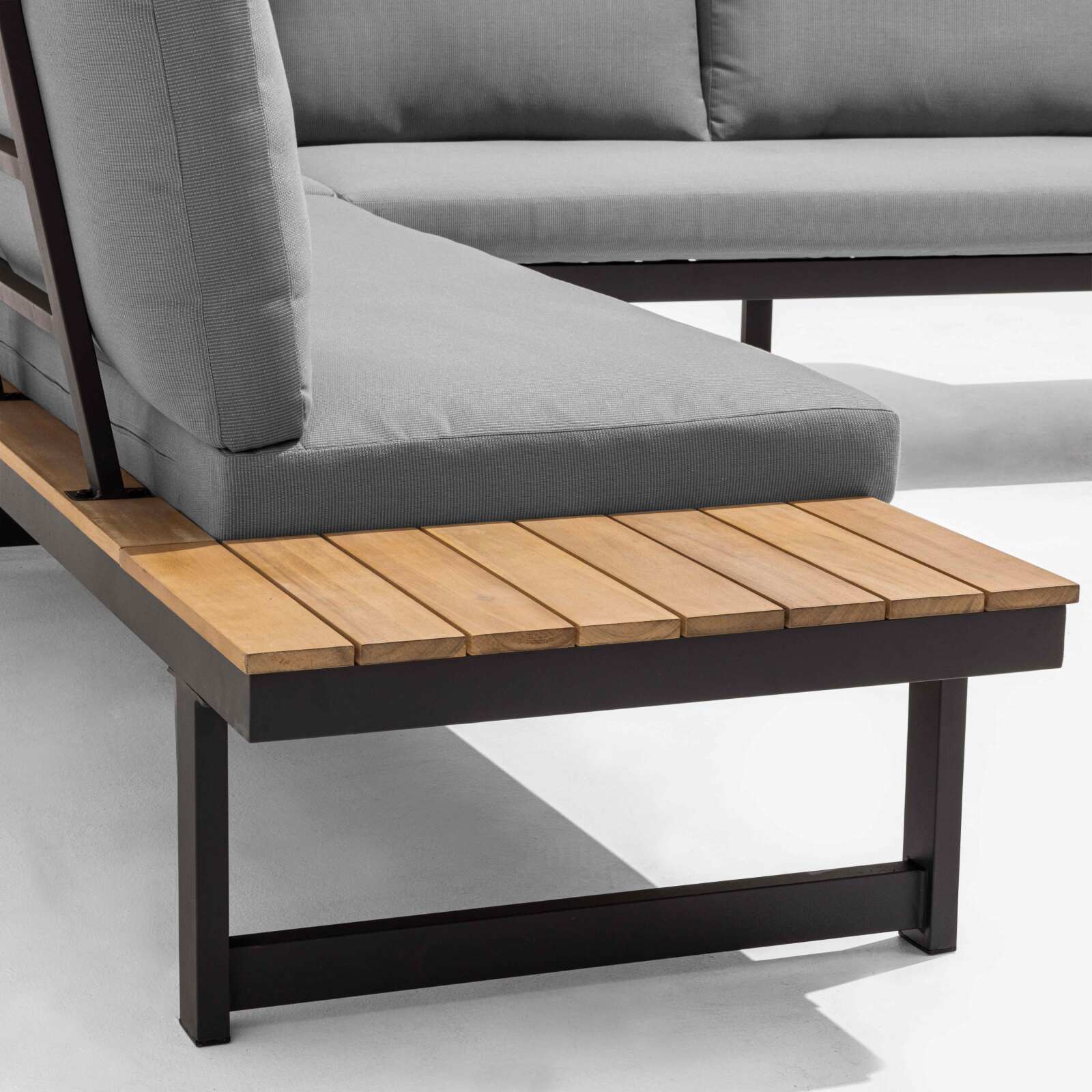 Ecksofa-Gartenlounge-Set für 6 Personen aus Aluminium und FSC®-zertifiziertem Holz