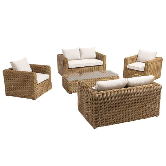 Niedrige Eck-Gartenmöbel mit 6 Sitzplätzen aus geflochtenem Harz | Oviala