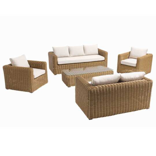 Niedrige Gartenmöbel für 7 Personen aus geflochtenem Harz | Oviala