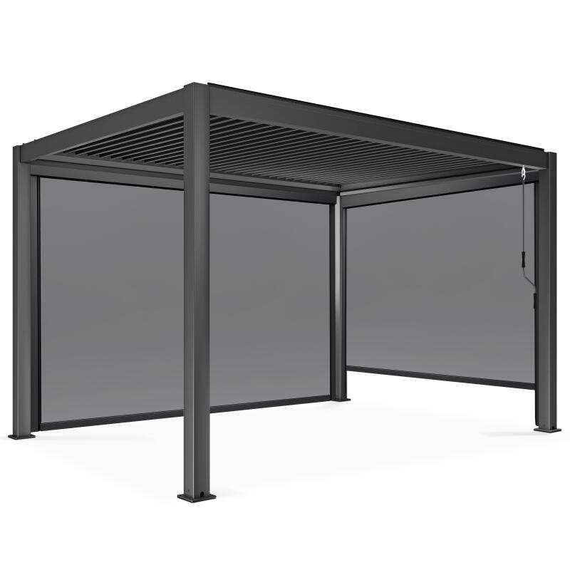 Selbsttragende bioklimatische Aluminium-Pergola mit 3x4m und 1, 2 oder 3 Markisen