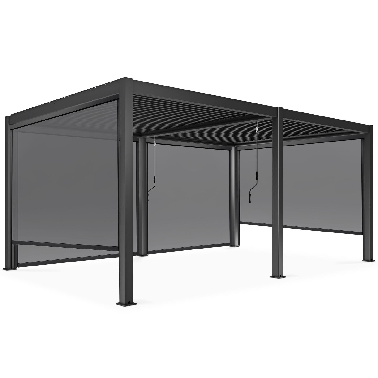 Selbsttragende bioklimatische Aluminium-Pergola 3x6m mit 2 oder 4 Markisen