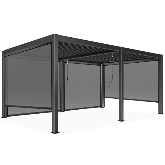 Selbsttragende bioklimatische Aluminium-Pergola 3x6m mit 2 oder 4 Markisen