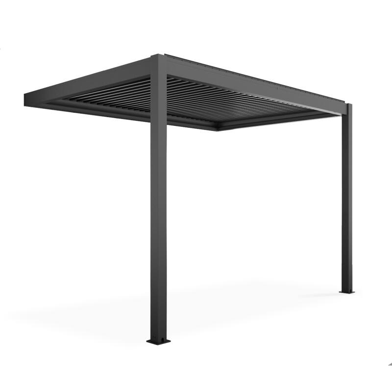Bioklimatische Pergola mit einer Größe von 3x3m aus Aluminium, angelehnt, mit 1, 2 oder 3 Markisen