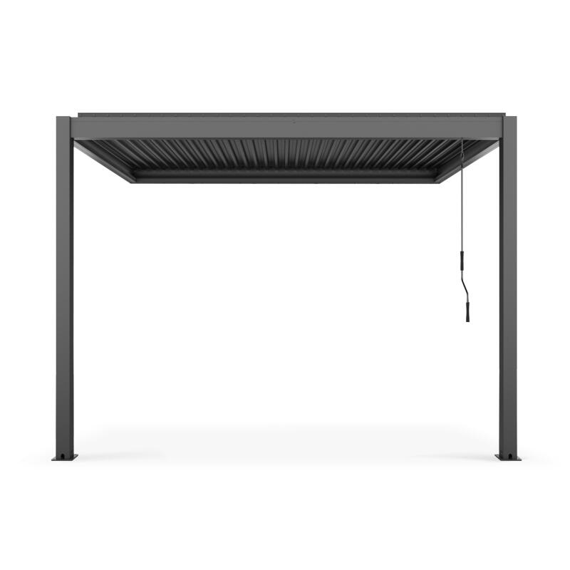 Bioklimatische Pergola mit einer Größe von 3x3m aus Aluminium, angelehnt, mit 1, 2 oder 3 Markisen