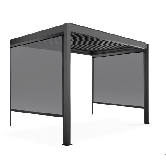 Bioklimatische Pergola mit einer Größe von 3x3m aus Aluminium, angelehnt, mit 1, 2 oder 3 Markisen
