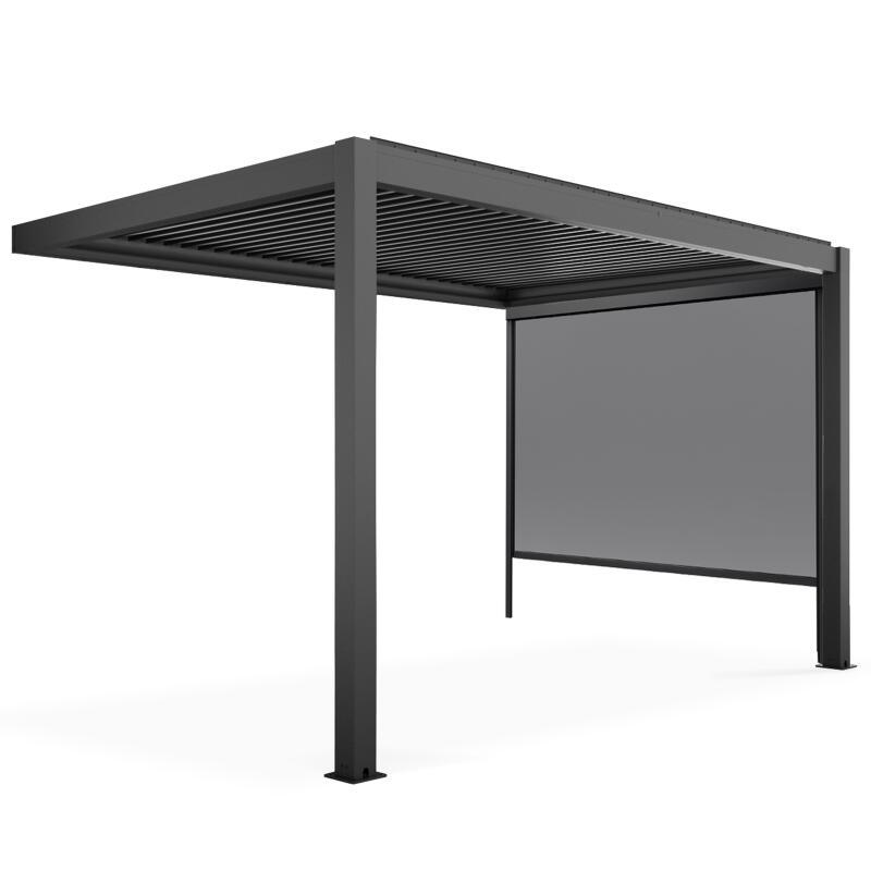 Angebaute bioklimatische Pergola 3x4m aus Aluminium mit 1, 2 oder 3 Markisen
