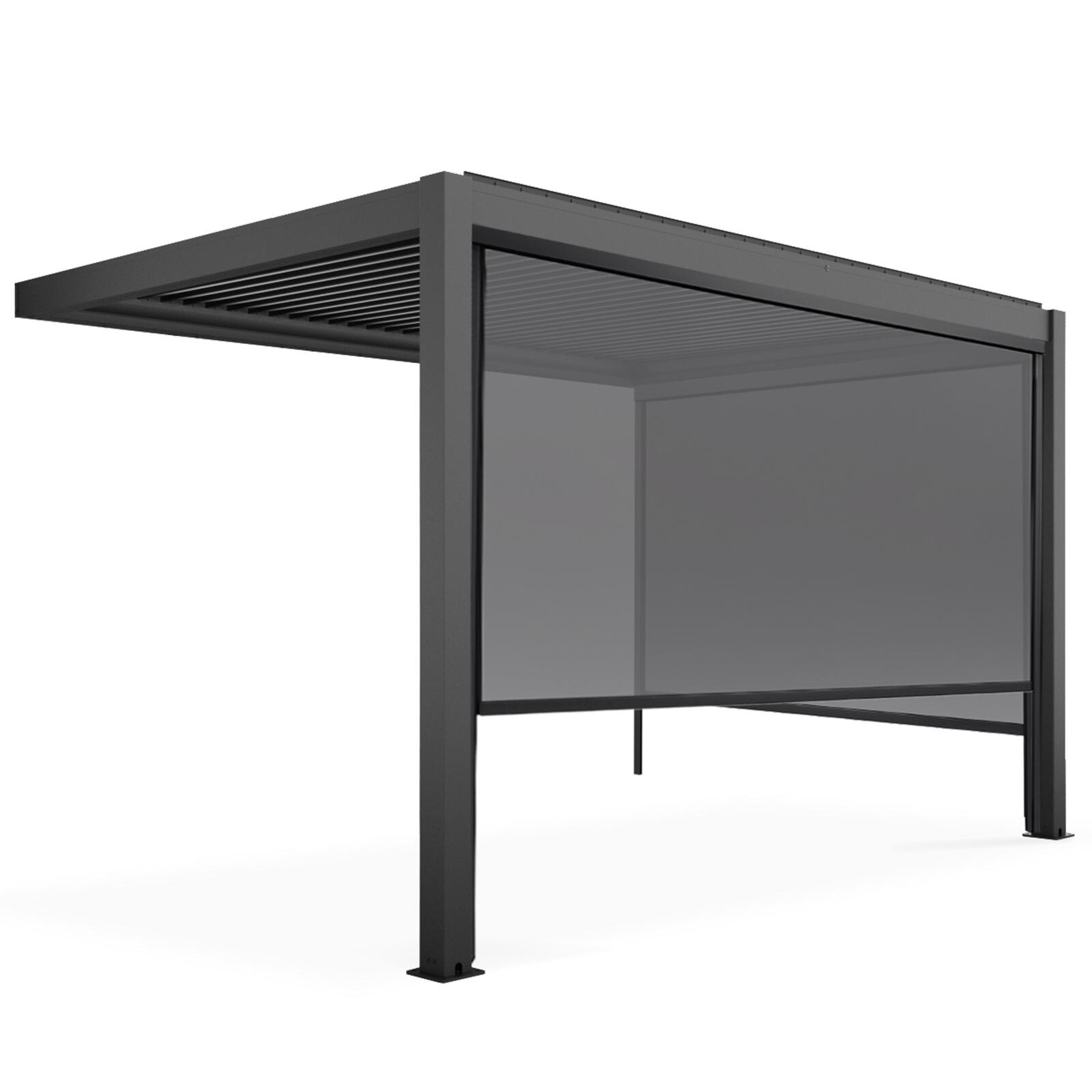 Angebaute bioklimatische Pergola 3x4m aus Aluminium mit 1, 2 oder 3 Markisen