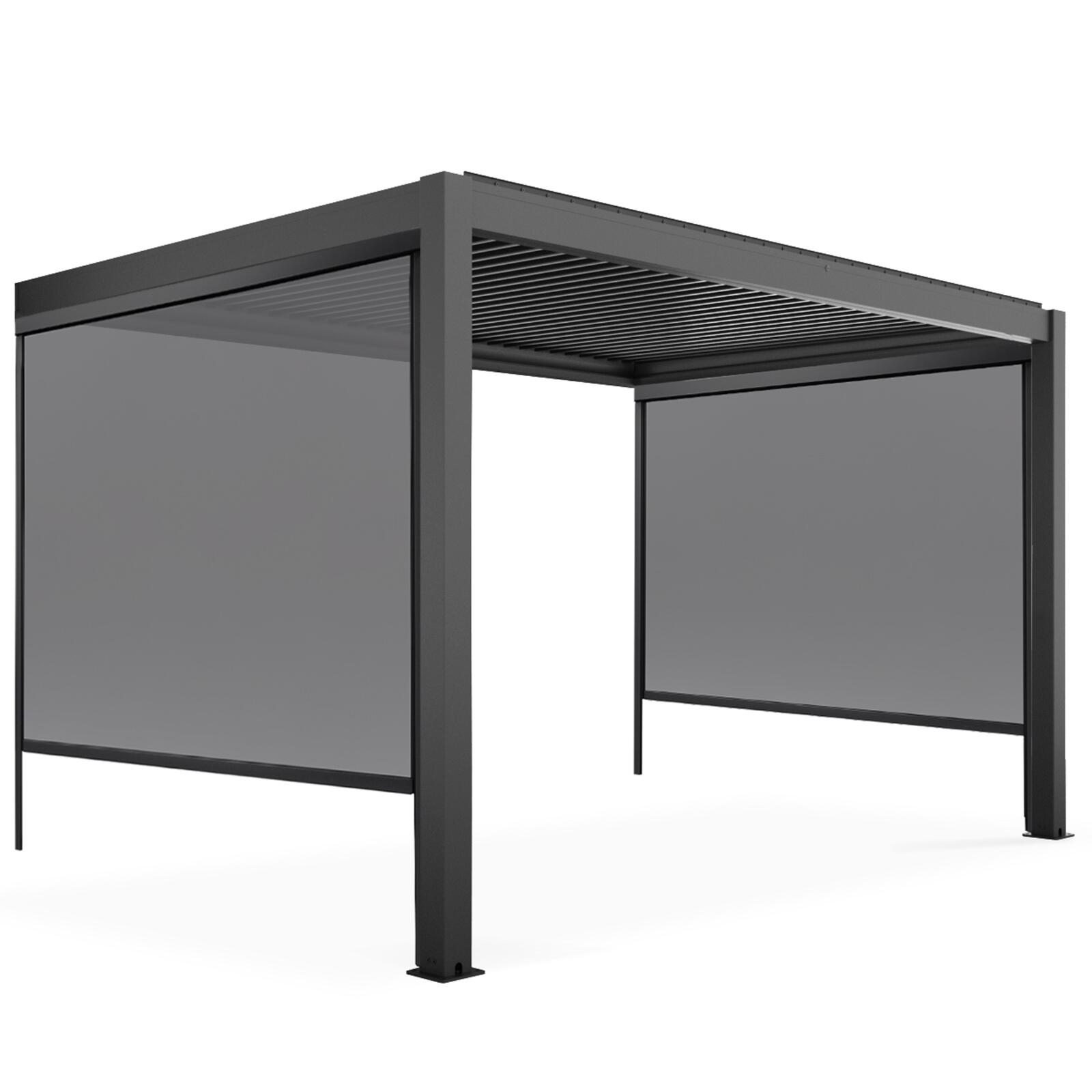Angebaute bioklimatische Pergola 3x4m aus Aluminium mit 1, 2 oder 3 Markisen