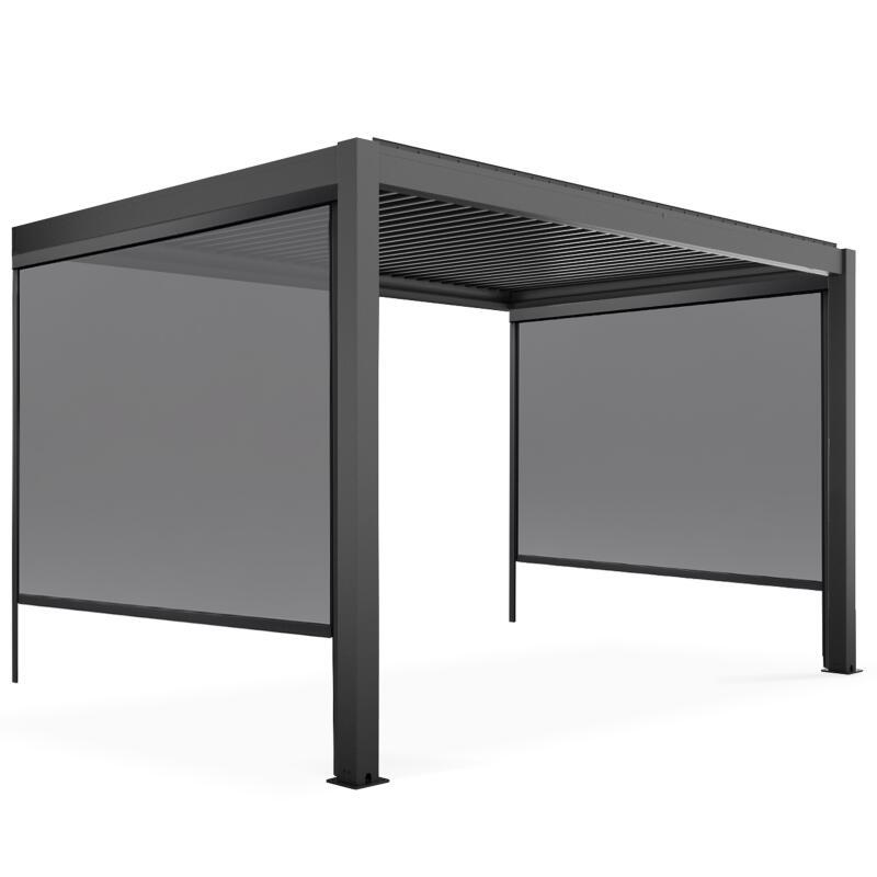 Angebaute bioklimatische Pergola 3x4m aus Aluminium mit 1, 2 oder 3 Markisen