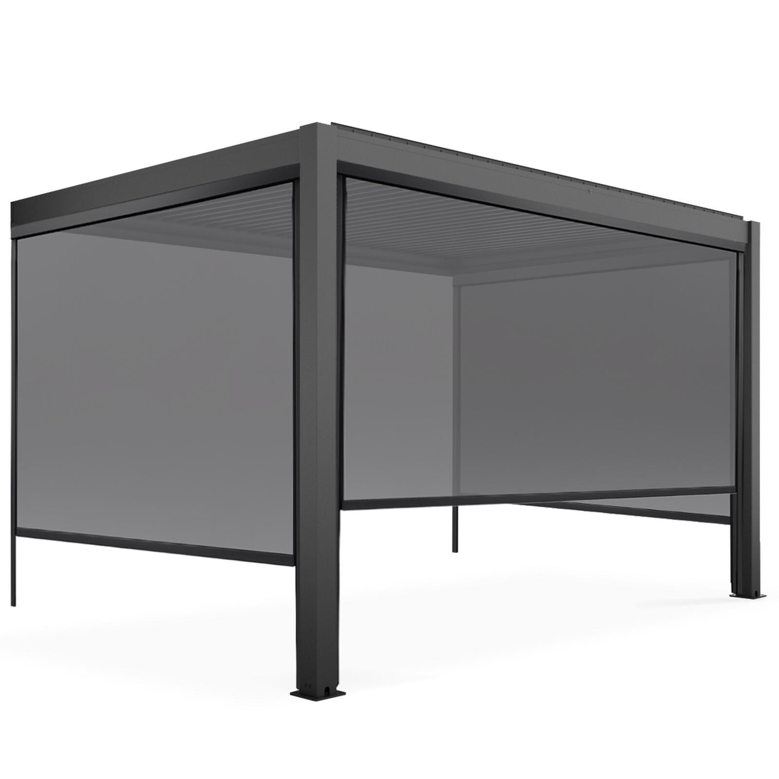 Angebaute bioklimatische Pergola 3x4m aus Aluminium mit 1, 2 oder 3 Markisen