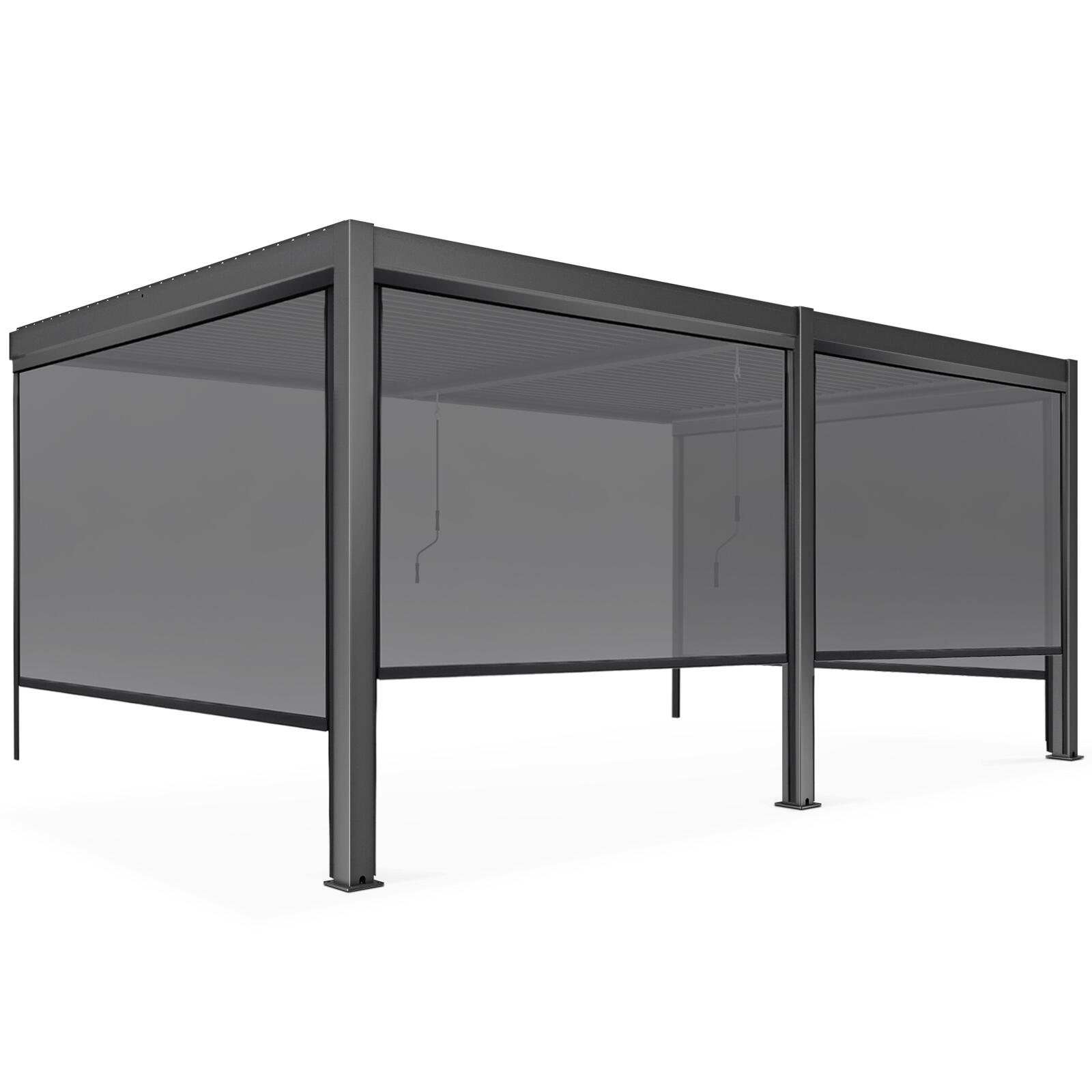Bioklimatische Pergola 3x6m aus Aluminium mit 2 oder 4 angelehnten Markisen