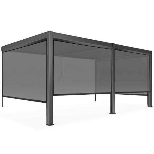 Bioklimatische Pergola 3x6m aus Aluminium mit 2 oder 4 angelehnten Markisen