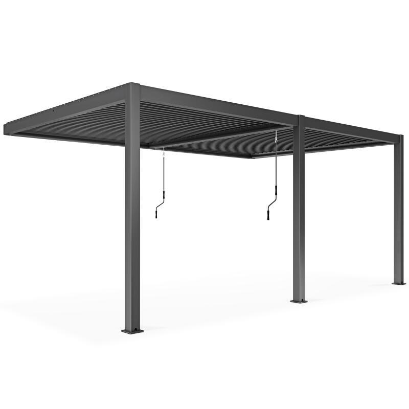 Bioklimatische Pergola 3x6m aus Aluminium mit 2 oder 4 angelehnten Markisen