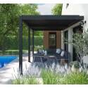 Bioklimatische Pergola 3x6m aus Aluminium mit 2 oder 4 angelehnten Markisen