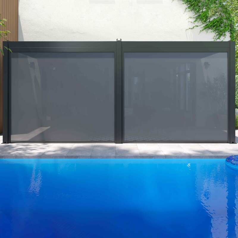 Bioklimatische Pergola 3x6m aus Aluminium mit 2 oder 4 angelehnten Markisen