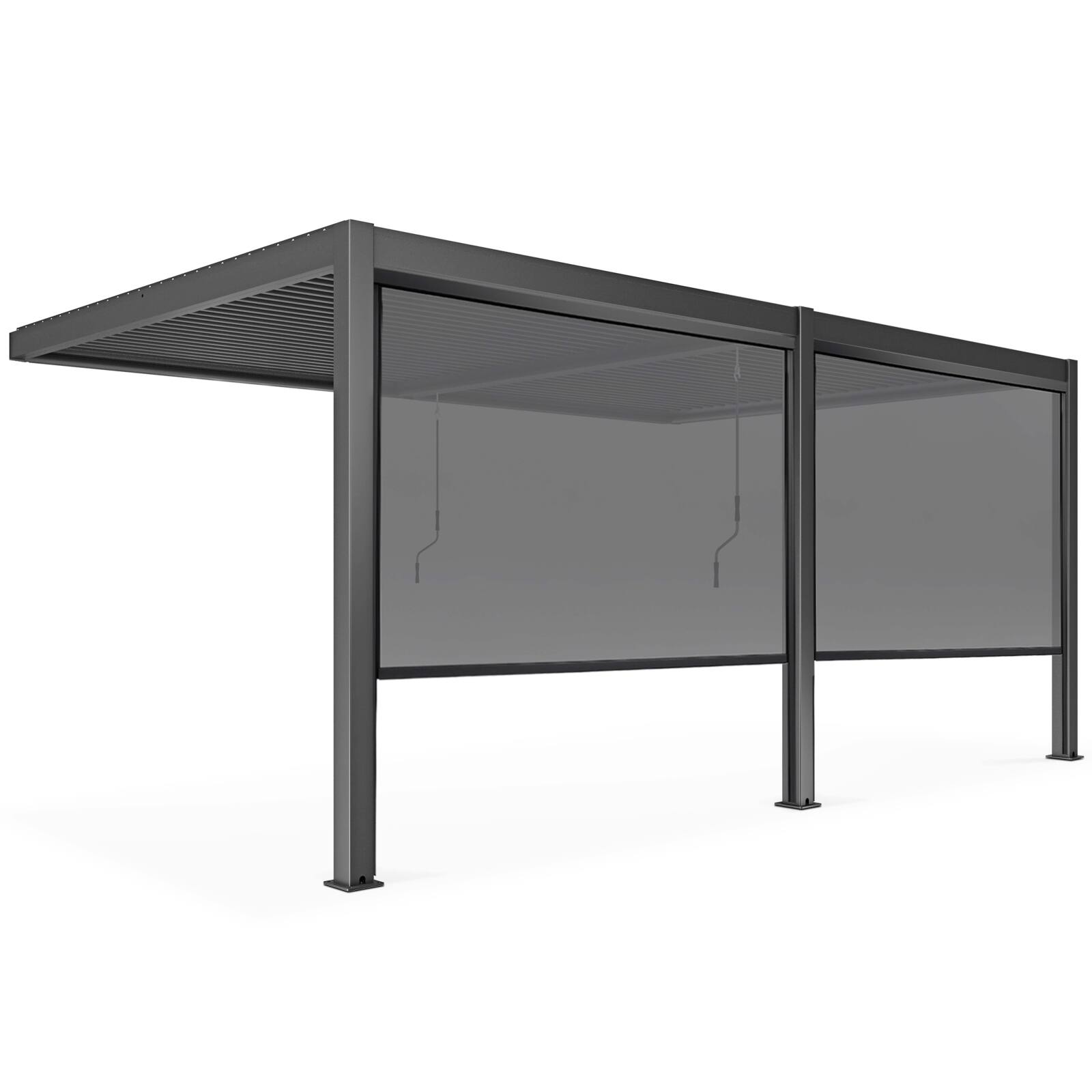 Bioklimatische Pergola 3x6m aus Aluminium mit 2 oder 4 angelehnten Markisen