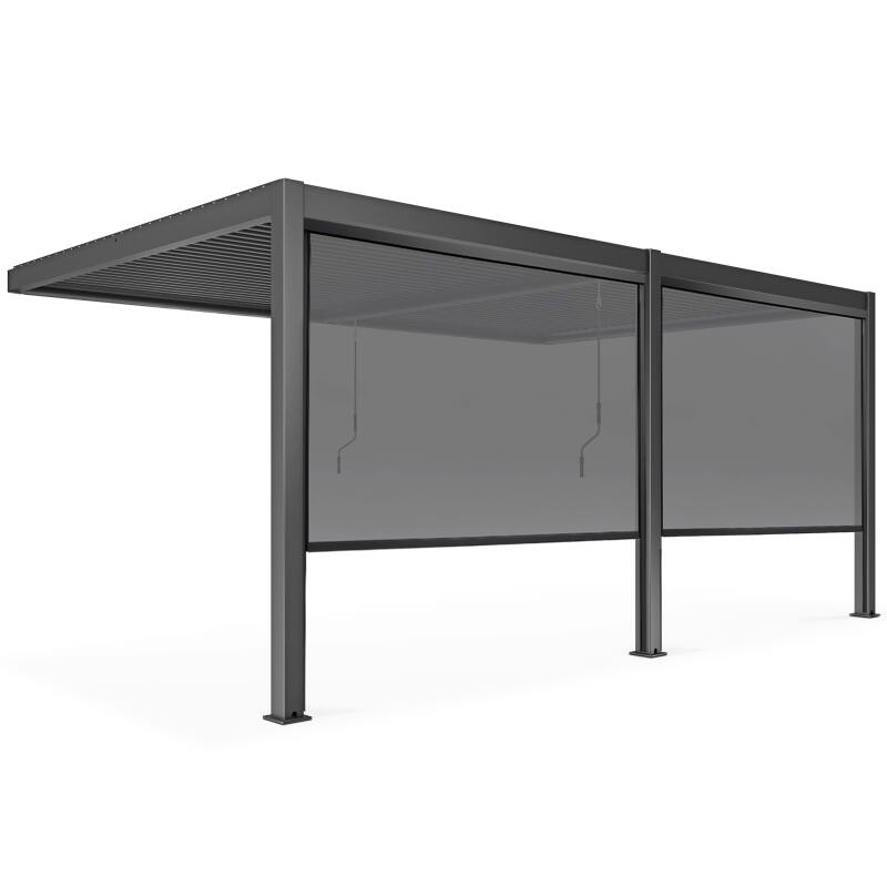 Bioklimatische Pergola 3x6m aus Aluminium mit 2 oder 4 angelehnten Markisen