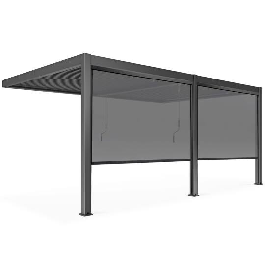 Bioklimatische Pergola angelehnt 3x6m mit 2 oder 4 Markisen | Oviala