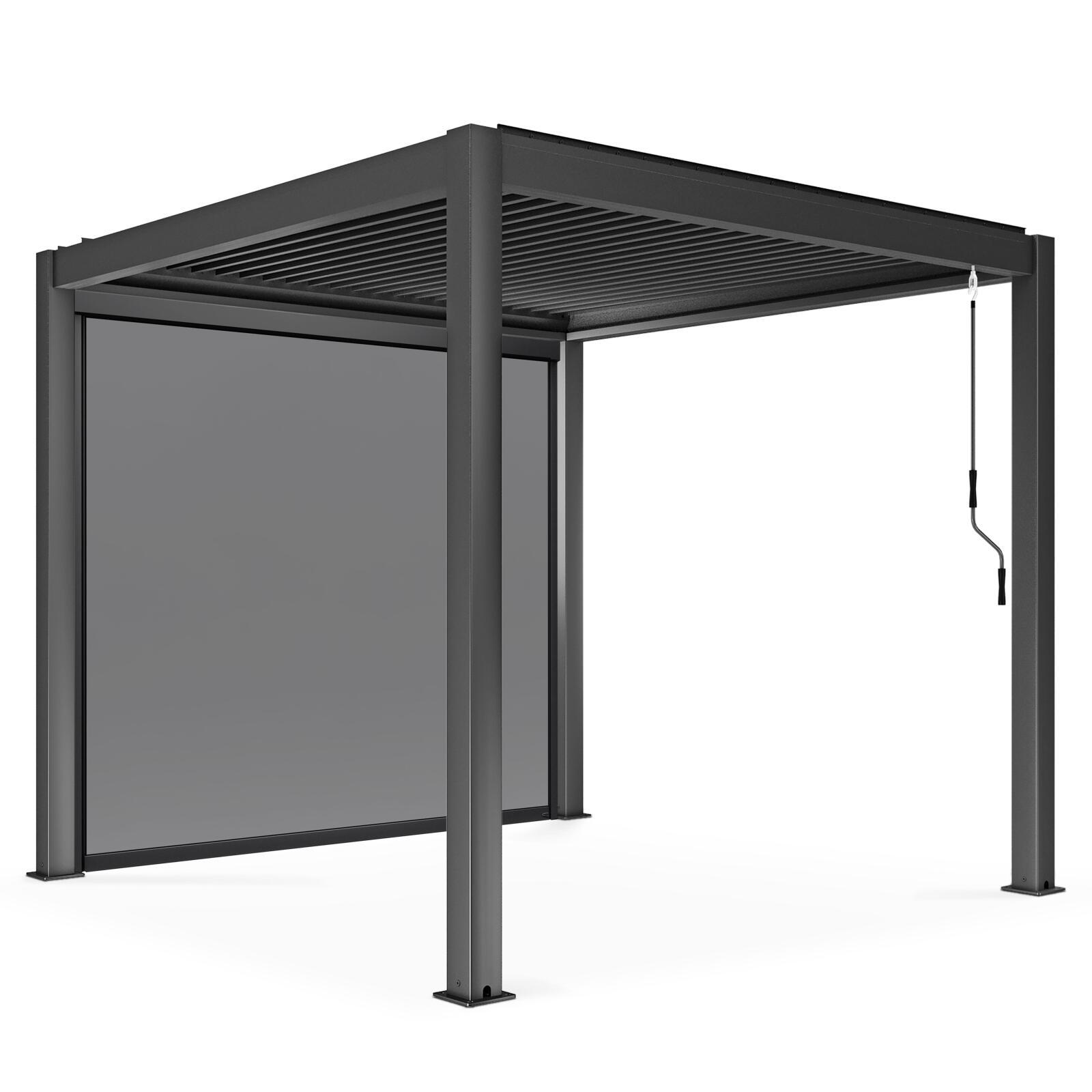 Freistehende bioklimatische Pergola aus Aluminium mit 3x3m und 1, 2 oder 3 Markisen