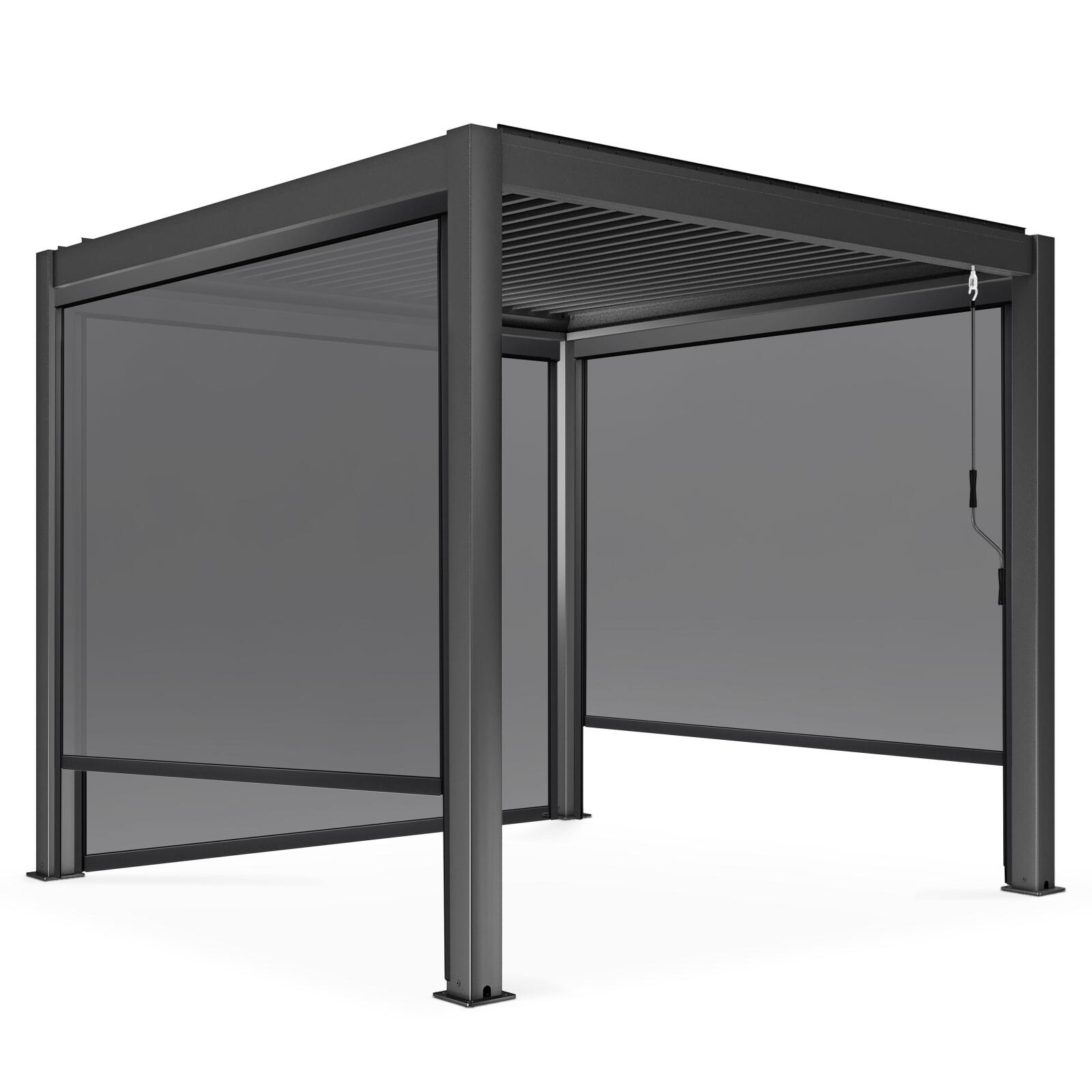 Freistehende bioklimatische Pergola aus Aluminium mit 3x3m und 1, 2 oder 3 Markisen