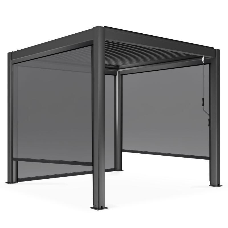 Freistehende bioklimatische Pergola aus Aluminium mit 3x3m und 1, 2 oder 3 Markisen