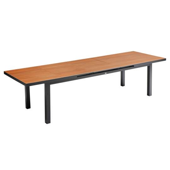 Rechteckiger, ausziehbarer Garten-Tisch (256/320 x 100 x 76 cm) aus Aluminium und DPC
