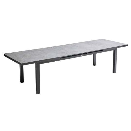 Rechteckiger, ausziehbarer Garten-Tisch (256/320 x 100 x 76 cm) aus Aluminium und DPC