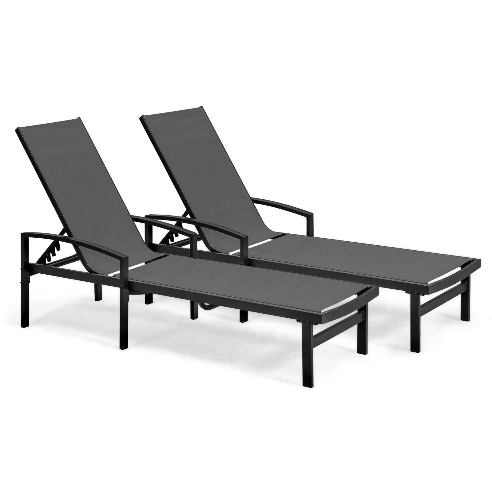 Set aus 2 Sonnenliegen mit Armlehnen, 5-fach verstellbar 