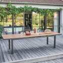 Ausziehbarer rechteckiger Gartentisch 320 x 100 x 76 cm mit 8 Stühlen und 2 Stühlen mit Armlehnen