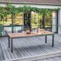 Ausziehbarer rechteckiger Gartentisch 320 x 100 x 76 cm mit 8 Stühlen und 2 Stühlen mit Armlehnen