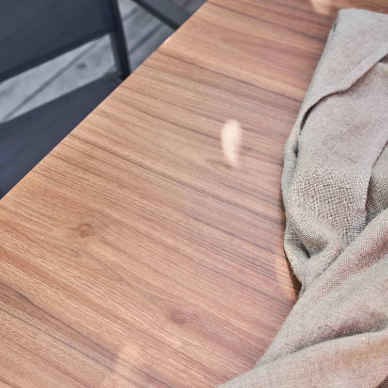 Ausziehbarer rechteckiger Gartentisch 320 x 100 x 76 cm mit 8 Stühlen und 2 Stühlen mit Armlehnen
