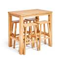 Tisch und 4 Barhocker aus massivem recyceltem FSC-Teakholz