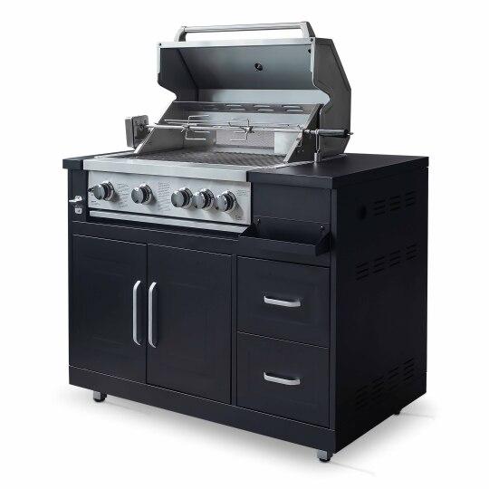 Stahlmöbel Gasgrill 4 und 1 Brenner für die Outdoor-küche | Oviala