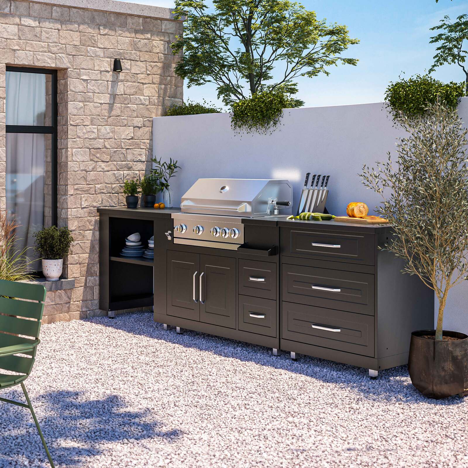 Stahlmöbel Gasgrill 4 + 1 Brenner für die Outdoor-küche