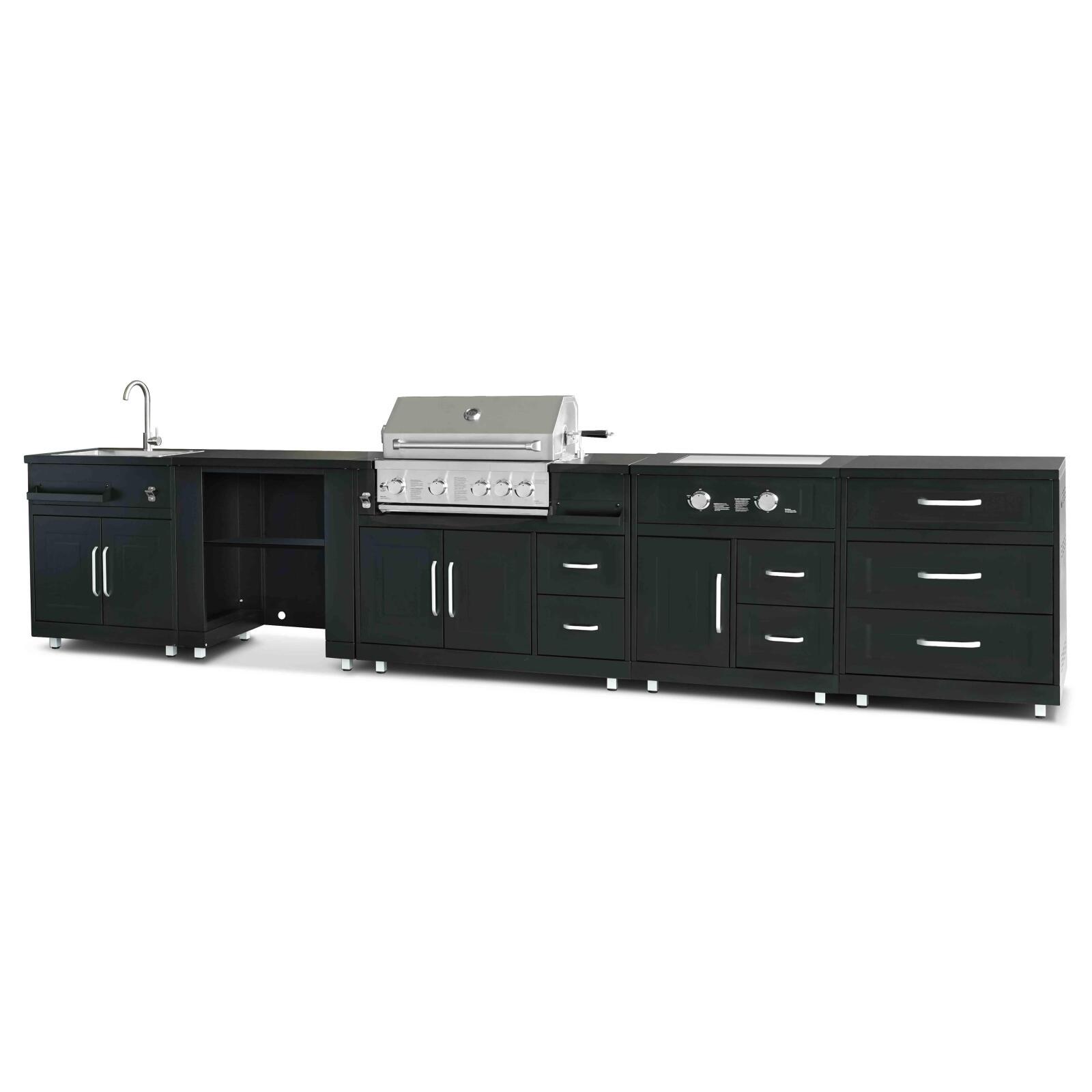 Outdoor-Küche aus Stahl mit 5 Elementen, darunter 2 Kochmodule Outdoor-Küche aus Stahl mit 5 Elementen, darunter 2 Kochmodule