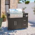 5-teilige Outdoor-Küche aus Stahl mit 2 Regalmodulen