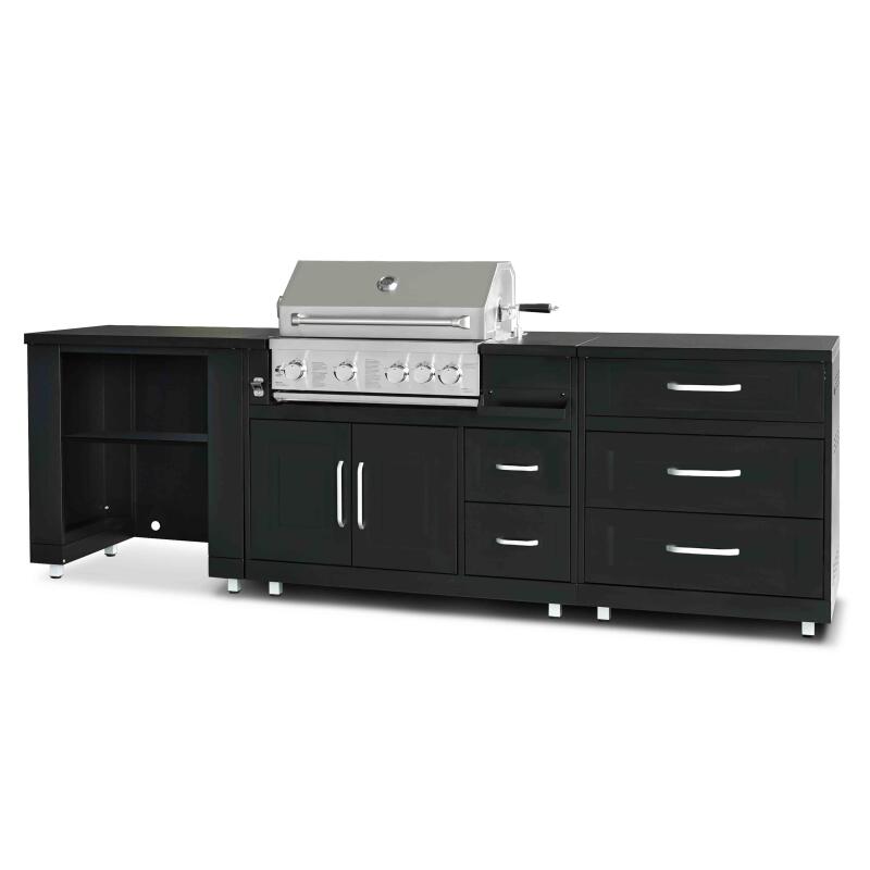 Outdoor-Küche aus Stahl 3 Elemente mit Grill